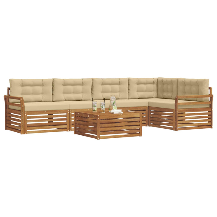 Udendørs sofagruppe med pude 6 pcs Naturlig og Beige