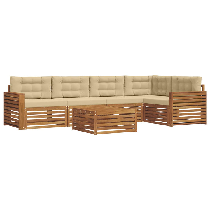 Udendørs sofagruppe med pude 6 pcs Naturlig og Beige
