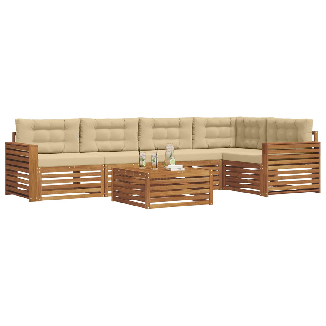 Udendørs sofagruppe med pude 6 pcs Naturlig og Beige