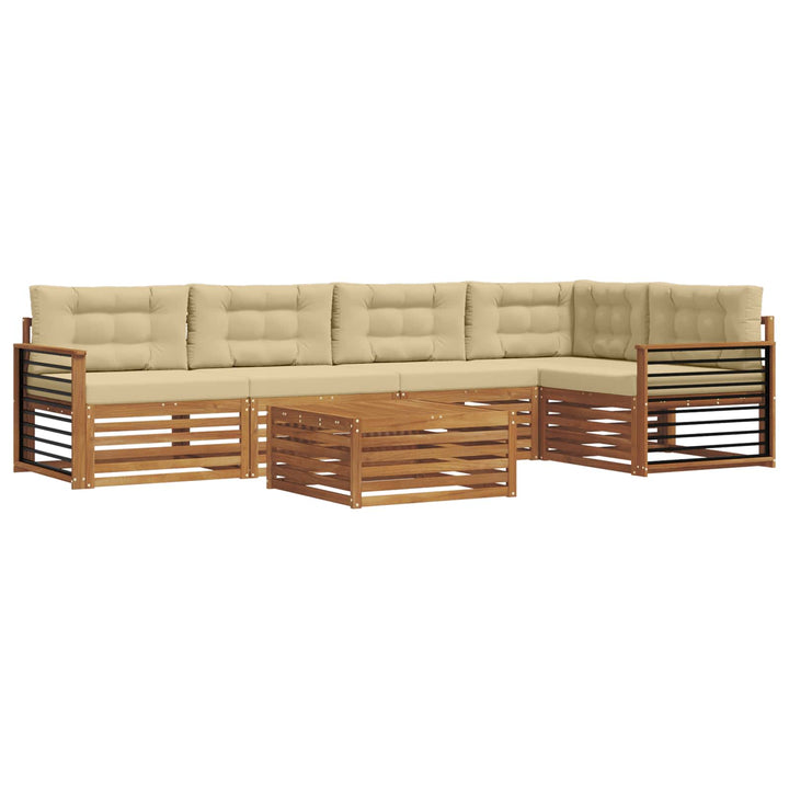 Udendørs sofagruppe med pude 6 pcs Naturlig og Beige