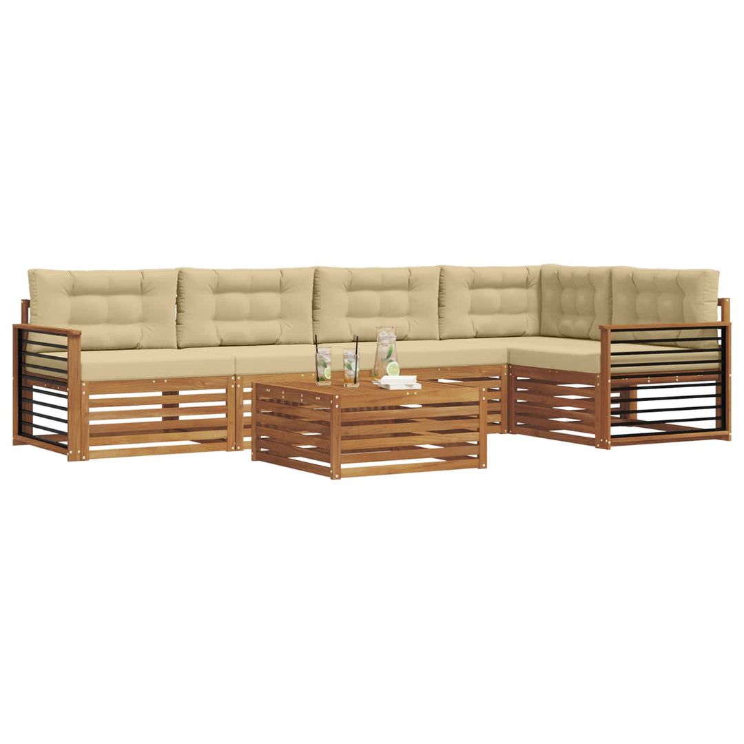Udendørs sofagruppe med pude 6 pcs Naturlig og Beige