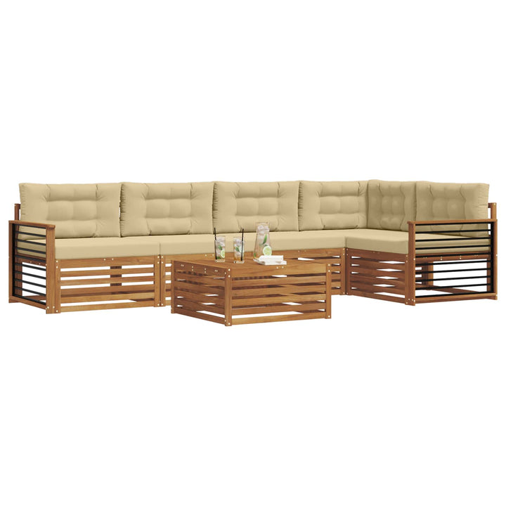 Udendørs sofagruppe med pude 6 pcs Naturlig og Beige