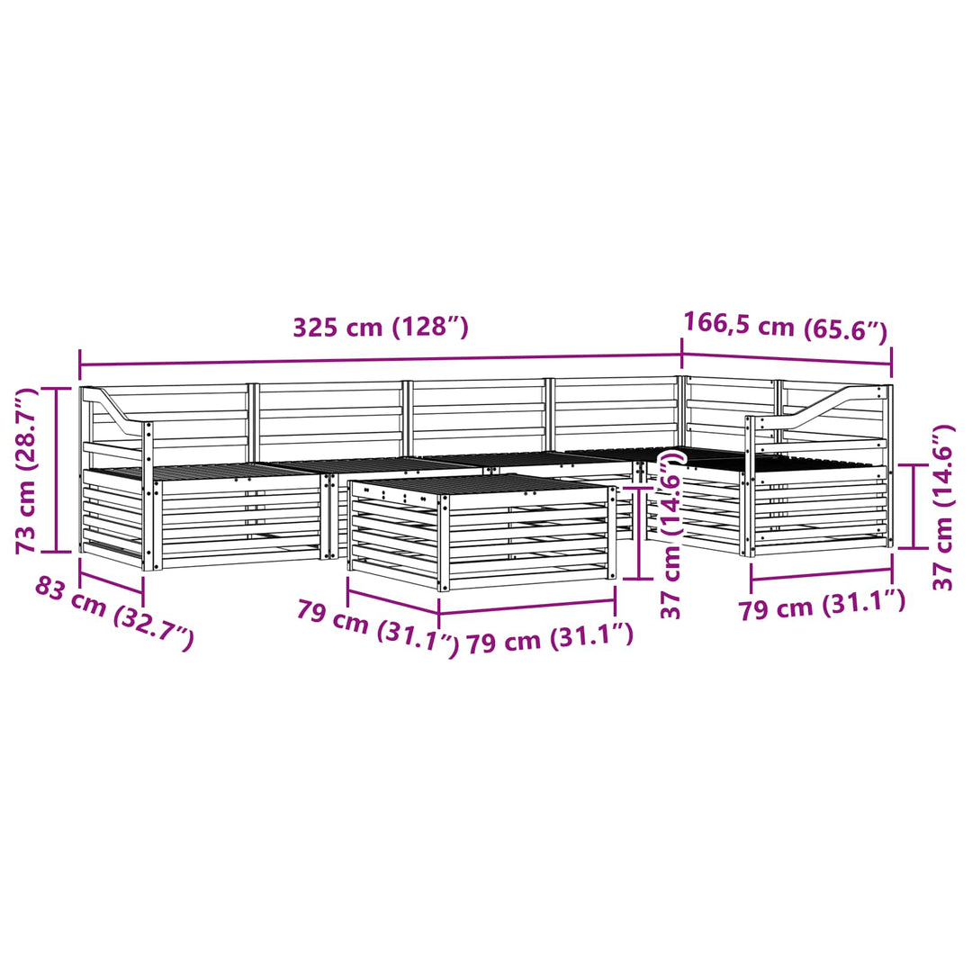 Udendørs sofagruppe 6 pcs Naturfarvet