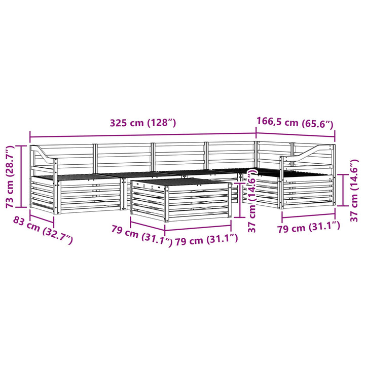 Udendørs sofagruppe 6 pcs Naturfarvet