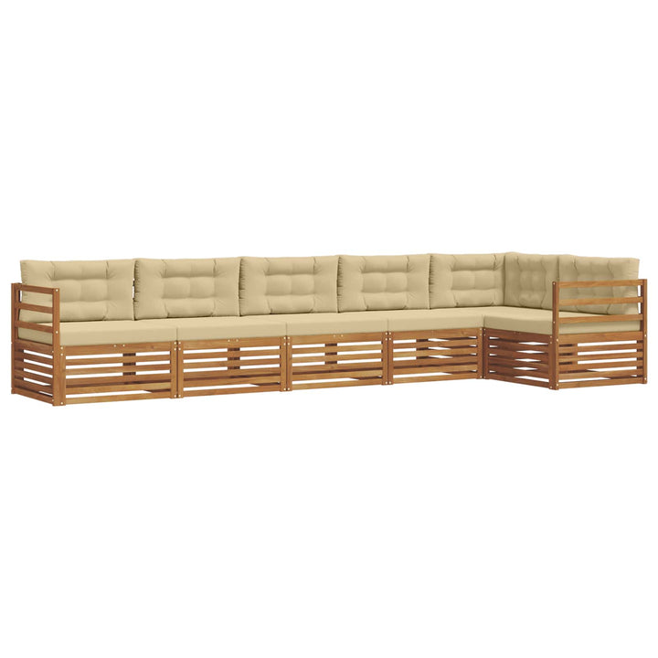 Udendørs sofagruppe med pude 6 pcs Naturlig og Beige
