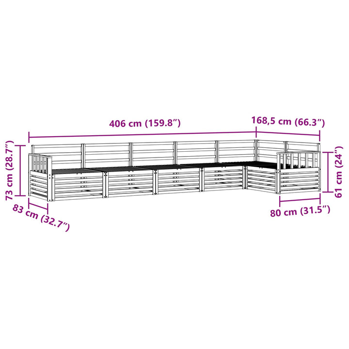 Udendørs sofagruppe 6 pcs Naturfarvet Massivt Akacietræ
