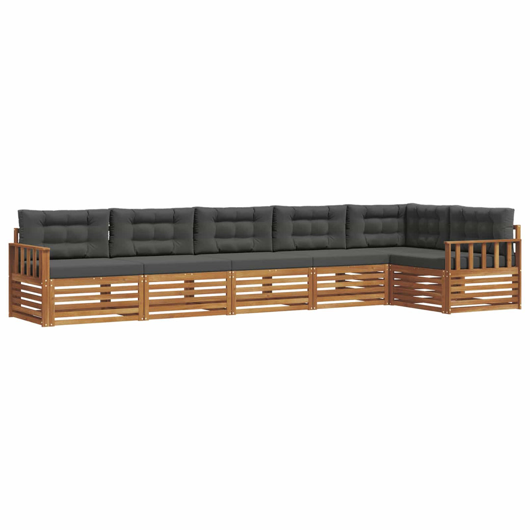 Udendørs sofagruppe med pude 6 pcs Naturlig og Antracit