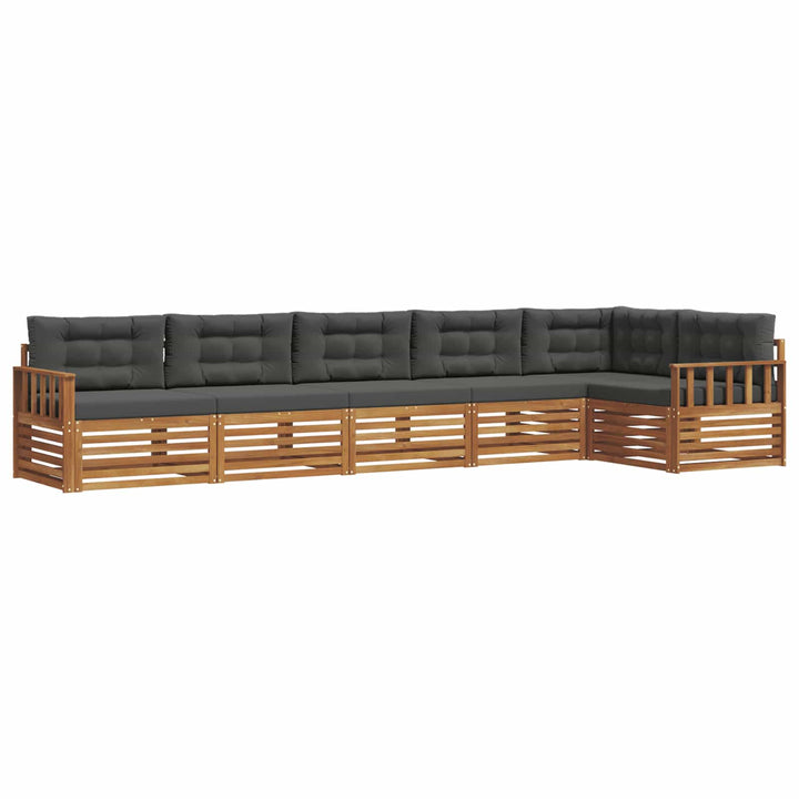 Udendørs sofagruppe med pude 6 pcs Naturlig og Antracit