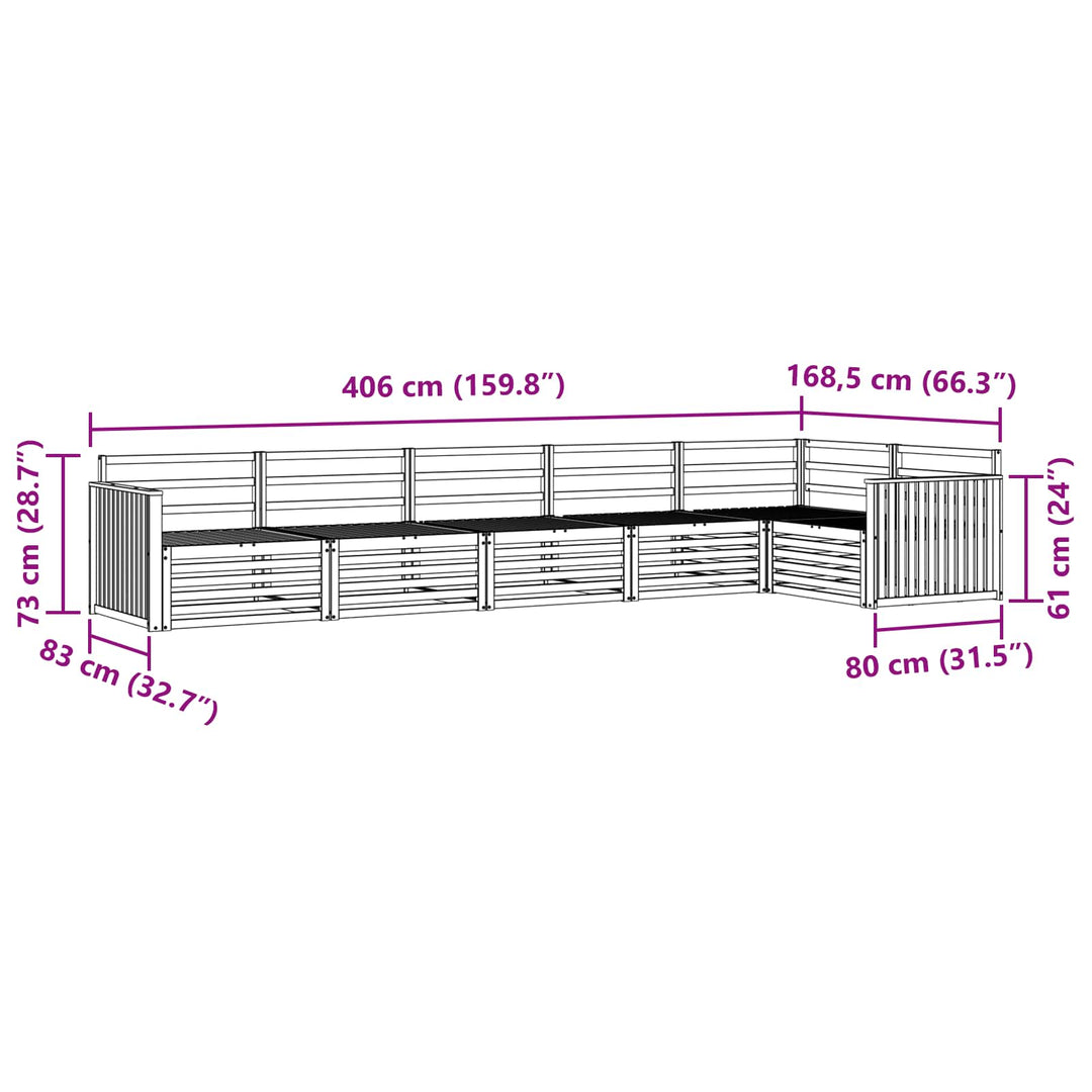 Udendørs sofagruppe 6 pcs Naturfarvet Massivt Akacietræ