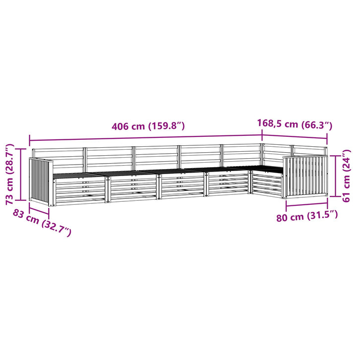 Udendørs sofagruppe 6 pcs Naturfarvet Massivt Akacietræ