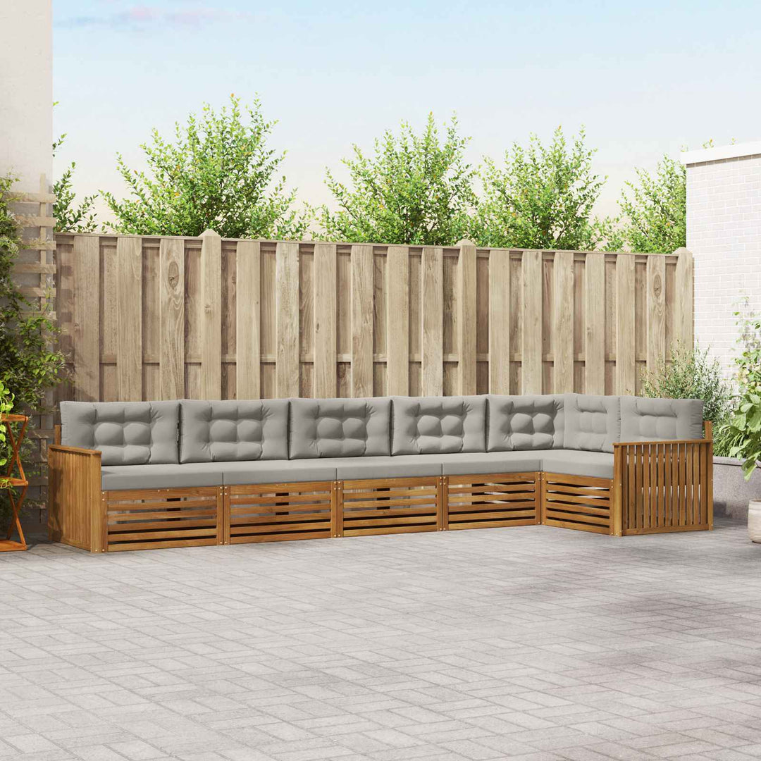 Udendørs sofagruppe med pude 6 pcs Naturlig og Lys Grå