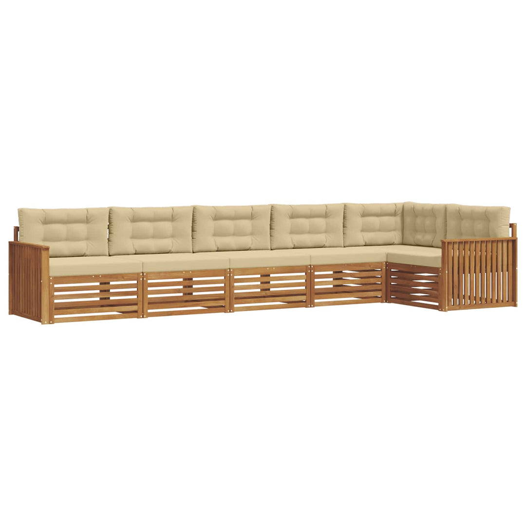 Udendørs sofagruppe med pude 6 pcs Naturlig og Beige