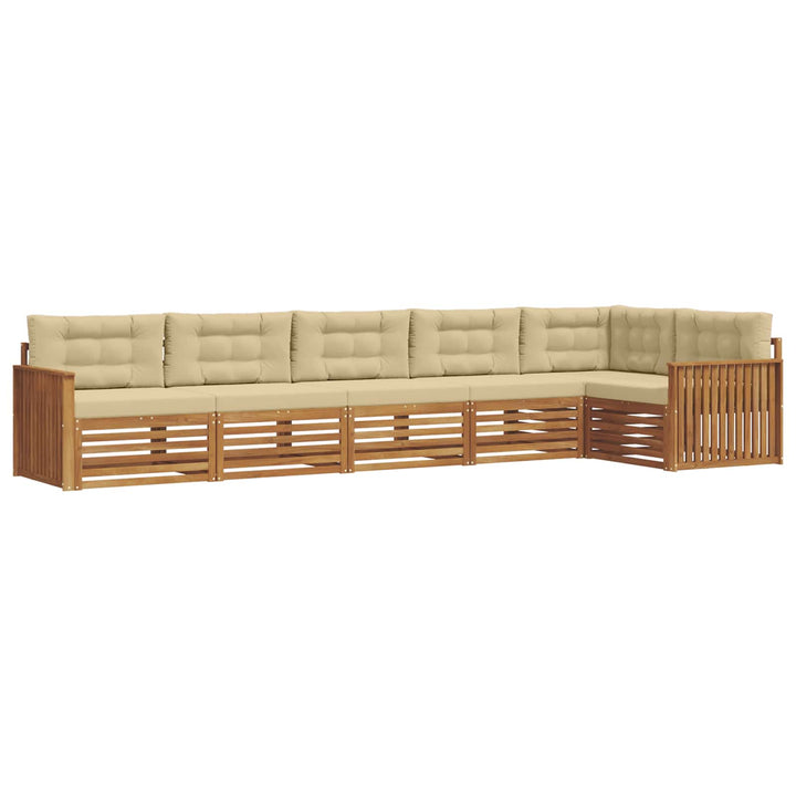 Udendørs sofagruppe med pude 6 pcs Naturlig og Beige