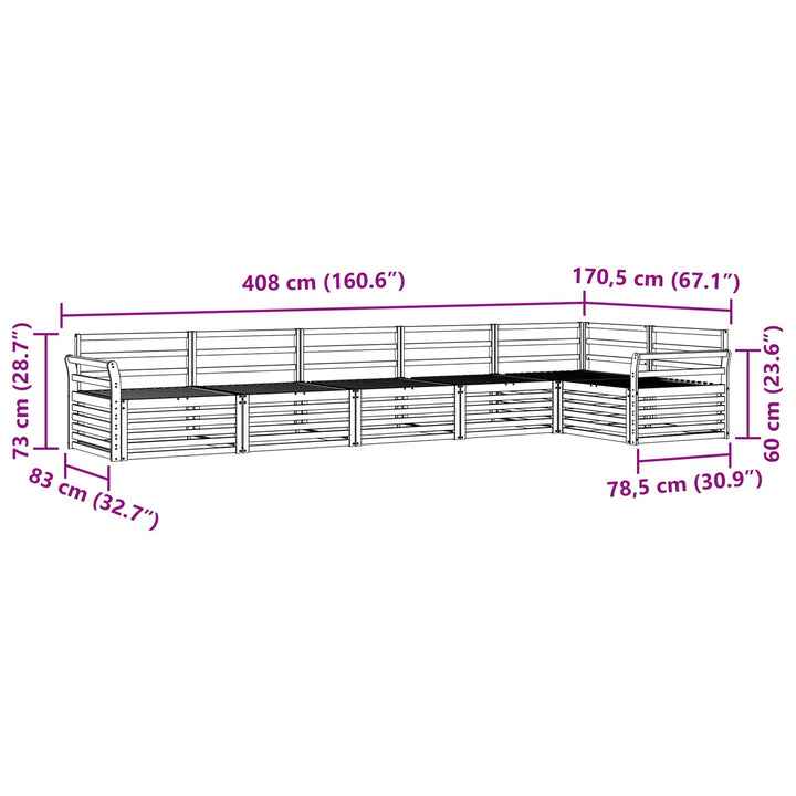 Udendørs sofagruppe 6 pcs Naturfarvet Massivt Akacietræ