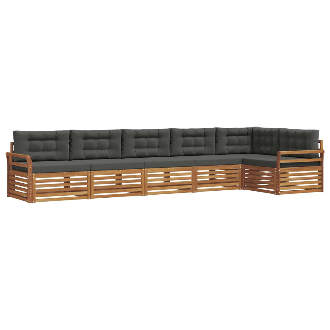 Udendørs sofagruppe med pude 6 pcs Naturlig og Antracit