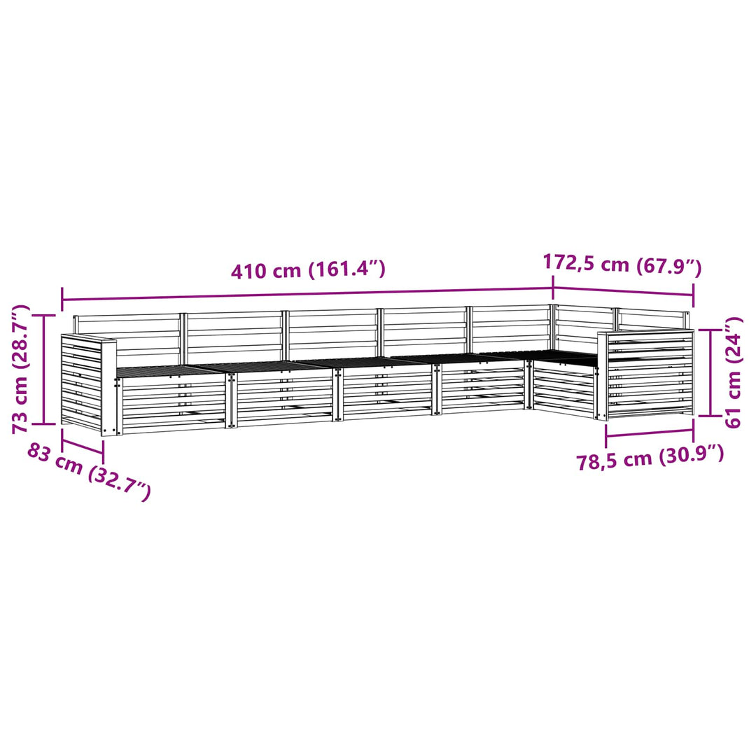 Udendørs sofagruppe 6 pcs Naturfarvet Massivt Akacietræ