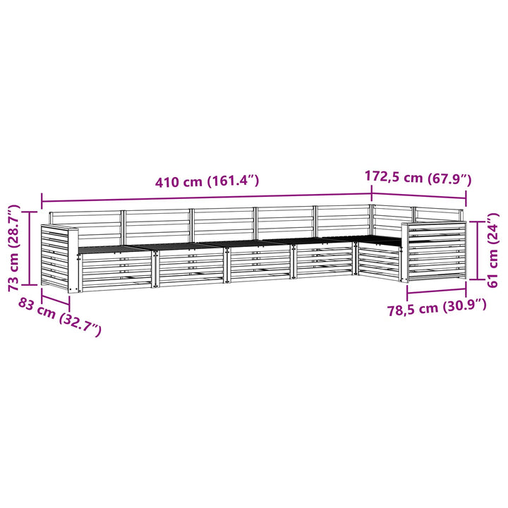 Udendørs sofagruppe 6 pcs Naturfarvet Massivt Akacietræ