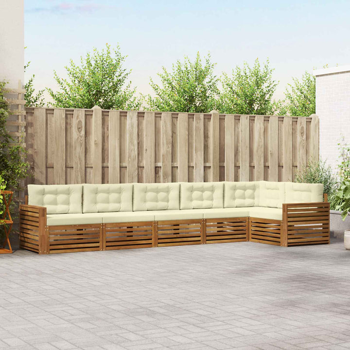 Udendørs sofagruppe med pude 6 pcs Naturlig og Fløde