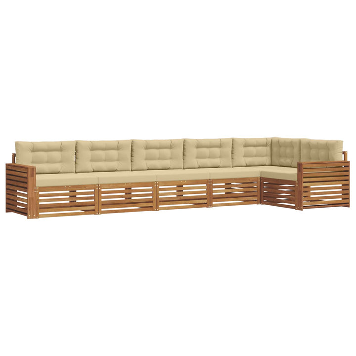 Udendørs sofagruppe med pude 6 pcs Naturlig og Beige