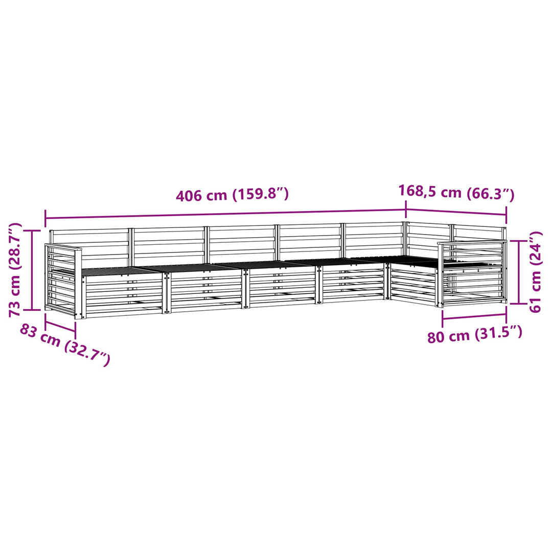 Udendørs sofagruppe 6 pcs Naturfarvet Massivt Akacietræ