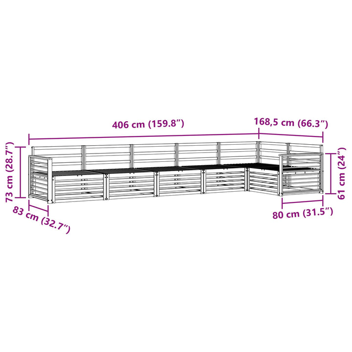 Udendørs sofagruppe 6 pcs Naturfarvet Massivt Akacietræ