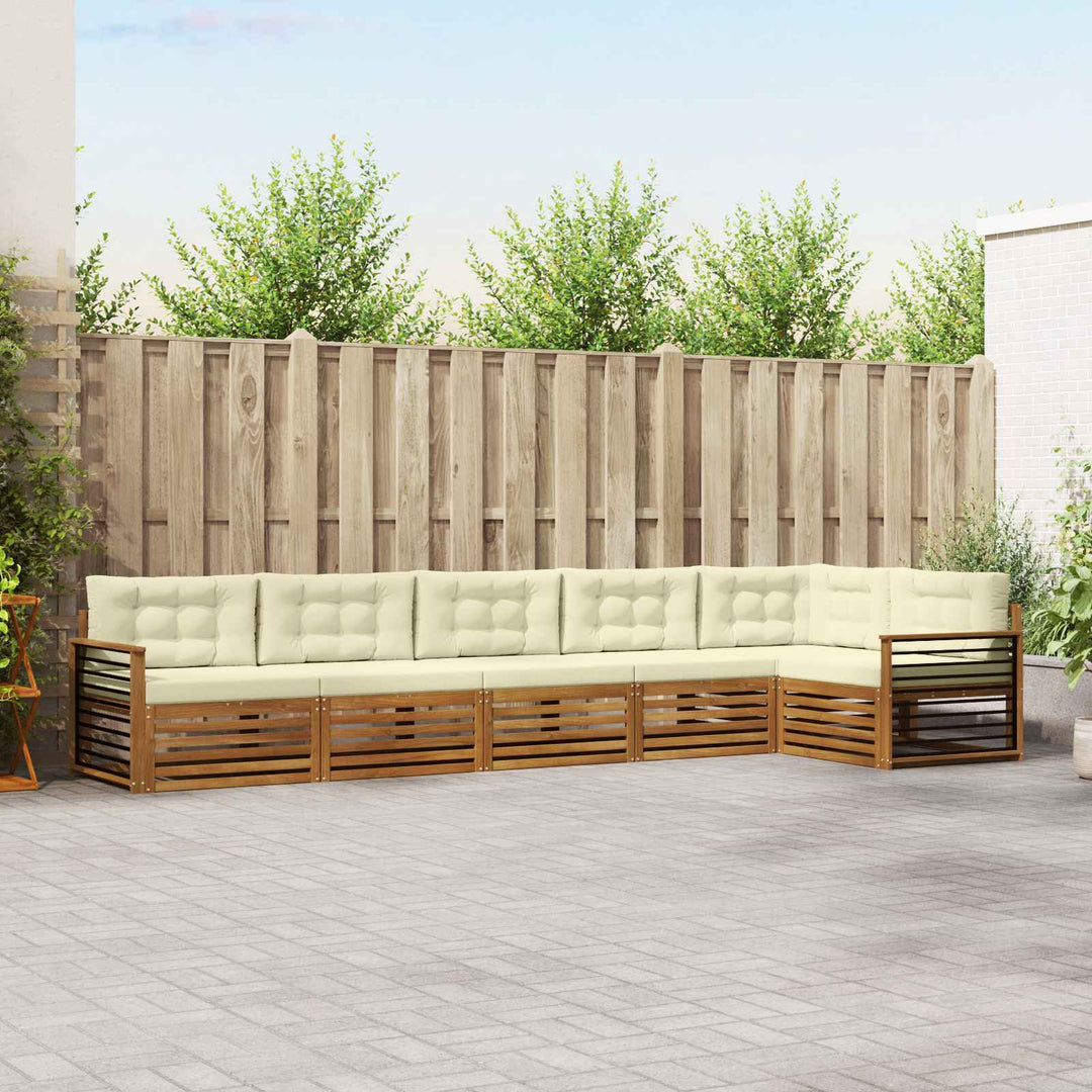Udendørs sofagruppe med pude 6 pcs Naturlig og Fløde