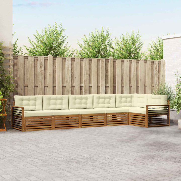 Udendørs sofagruppe med pude 6 pcs Naturlig og Fløde