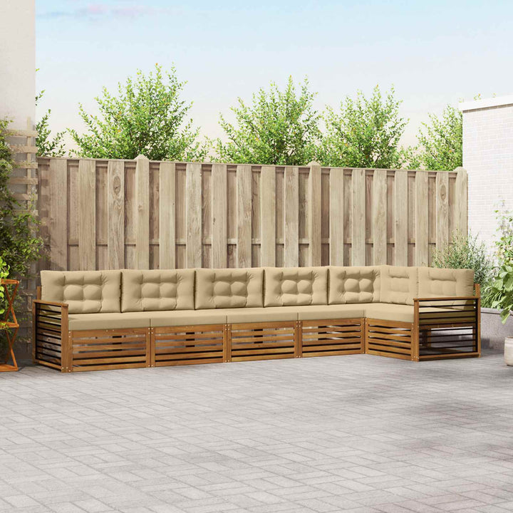 Udendørs sofagruppe med pude 6 pcs Naturlig og Beige