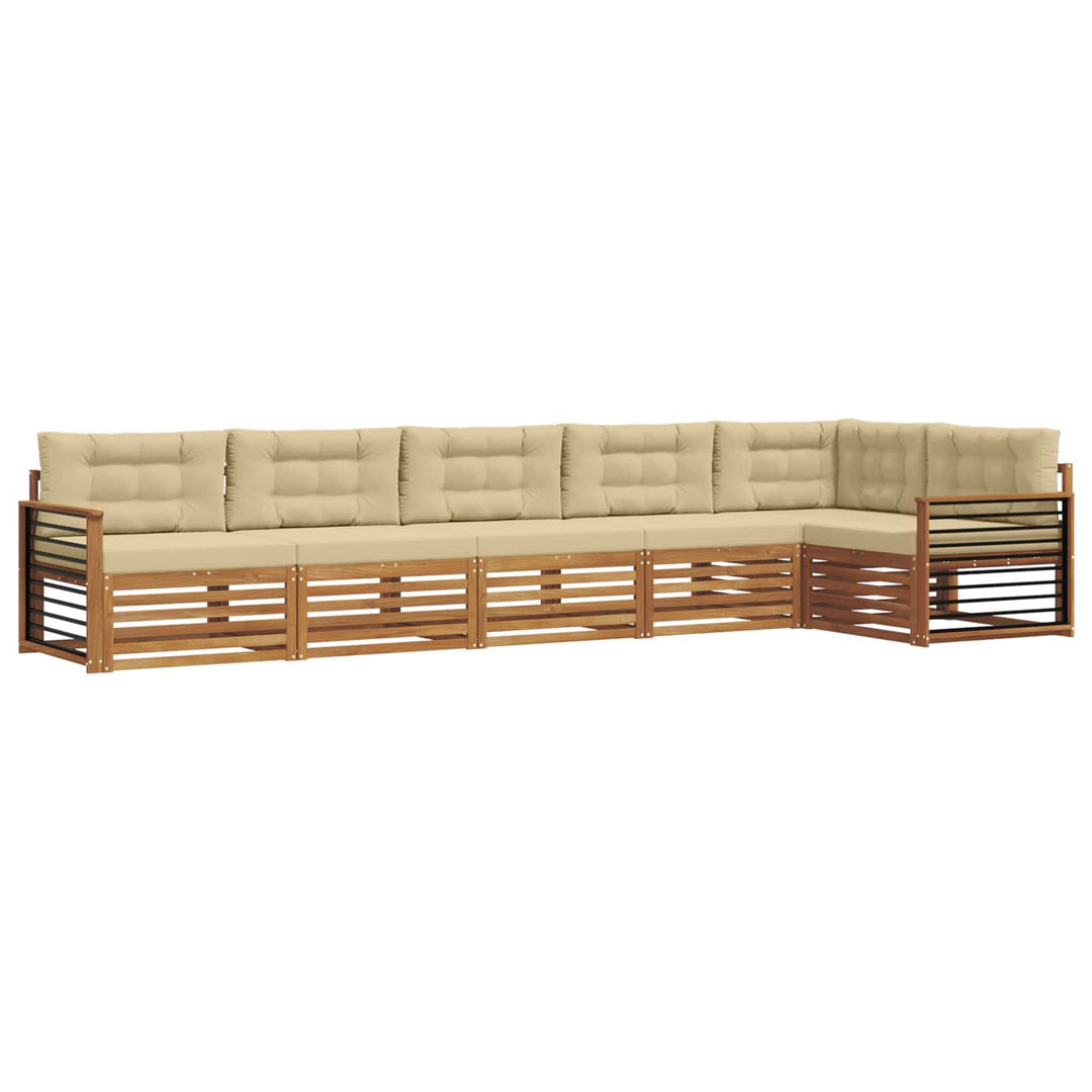 Udendørs sofagruppe med pude 6 pcs Naturlig og Beige