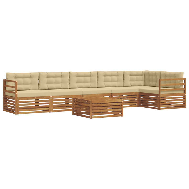 Udendørs sofagruppe med pude 7 pcs Naturlig og Beige