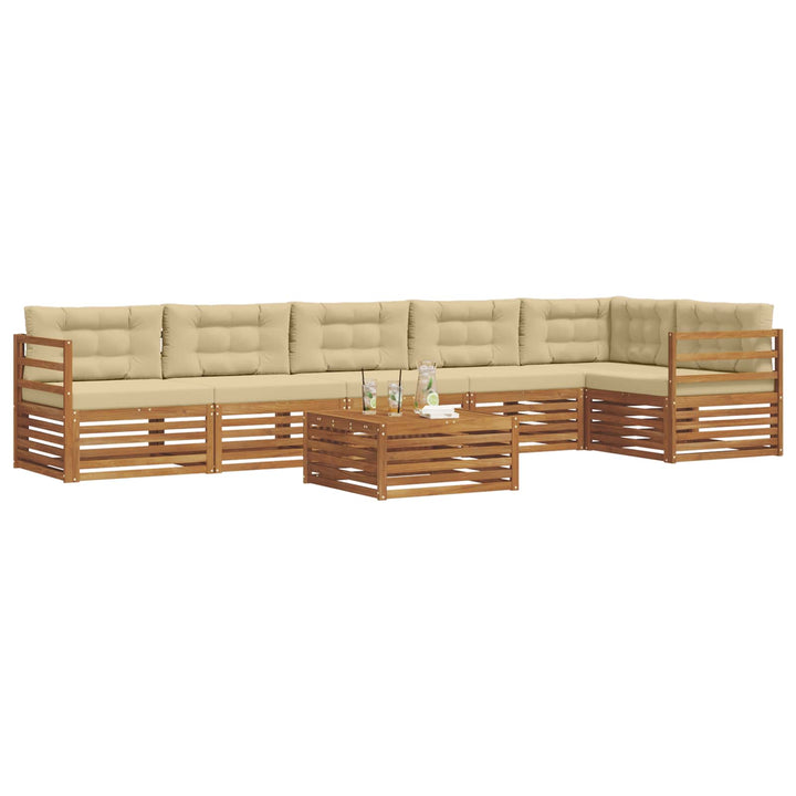 Udendørs sofagruppe med pude 7 pcs Naturlig og Beige