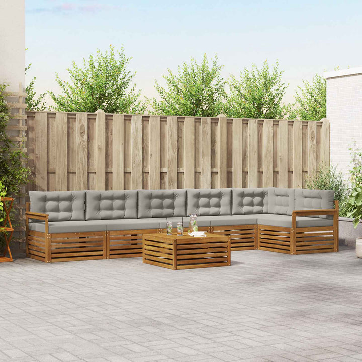 Udendørs sofagruppe med pude 7 pcs Naturlig og Lys Grå