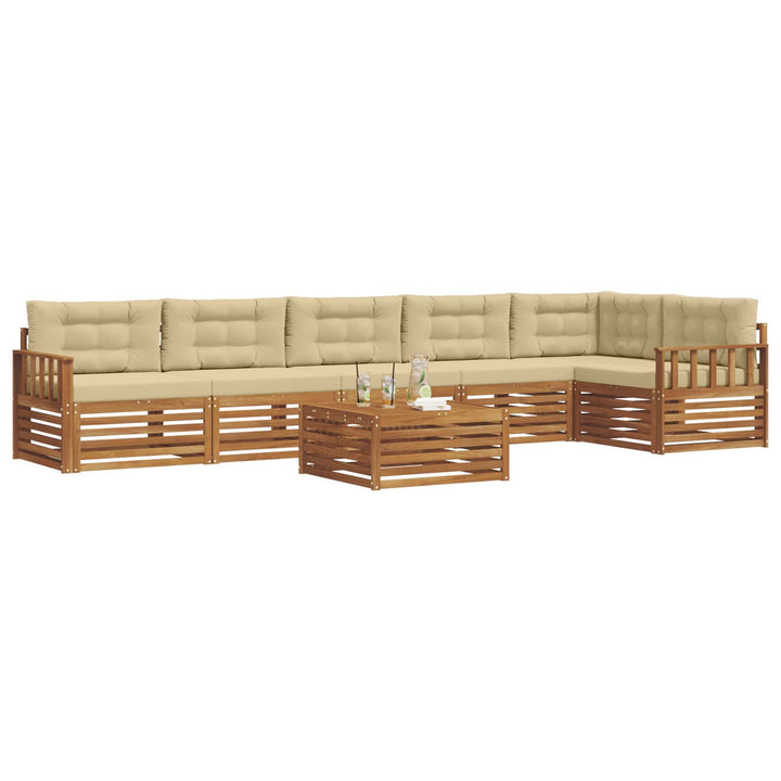 Udendørs sofagruppe med pude 7 pcs Naturlig og Beige