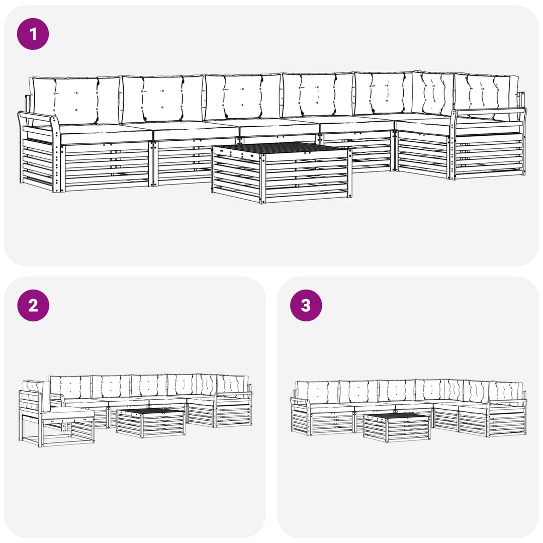 Udendørs sofagruppe med pude 7 pcs Naturlig og Antracit