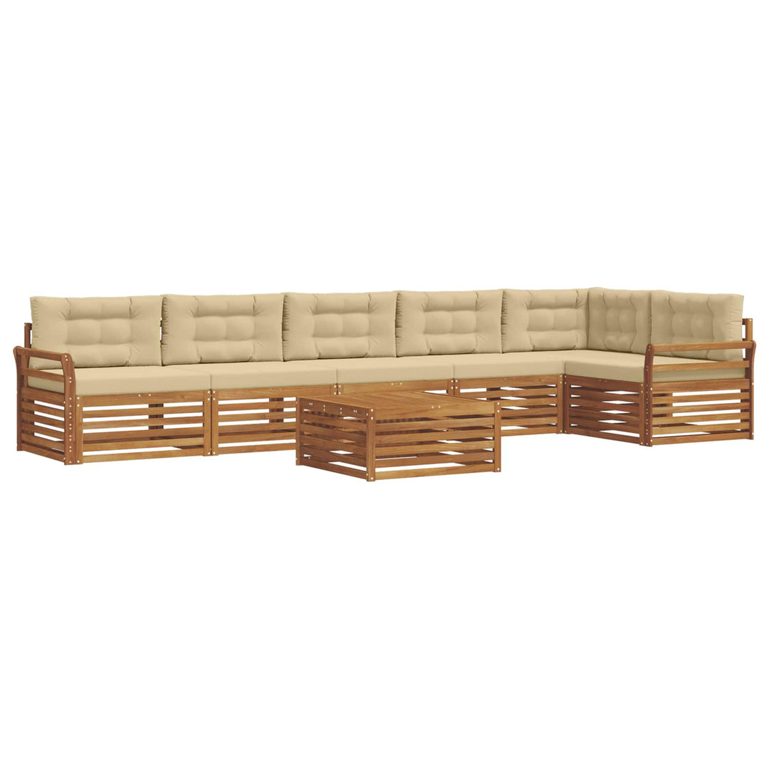 Udendørs sofagruppe med pude 7 pcs Naturlig og Beige