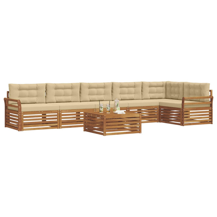 Udendørs sofagruppe med pude 7 pcs Naturlig og Beige