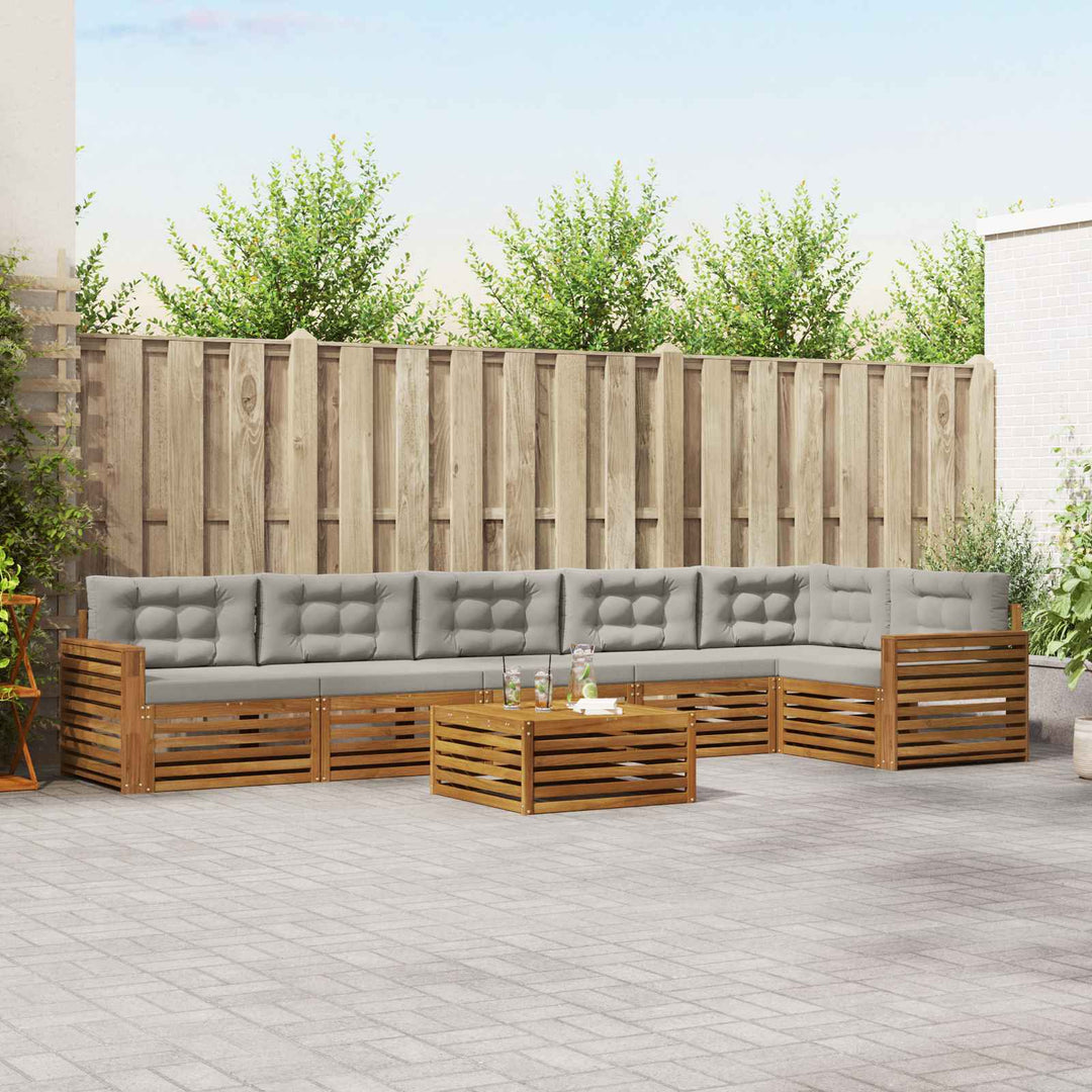 Udendørs sofagruppe 7 pcs Naturlig og Lys Grå Massivt Akacietræ