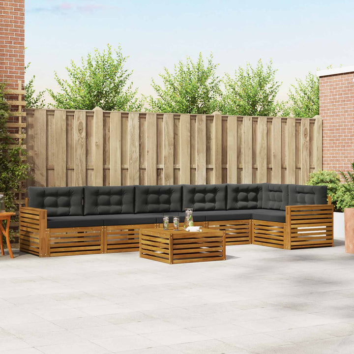 Udendørs sofagruppe med pude 7 pcs Naturlig og Antracit
