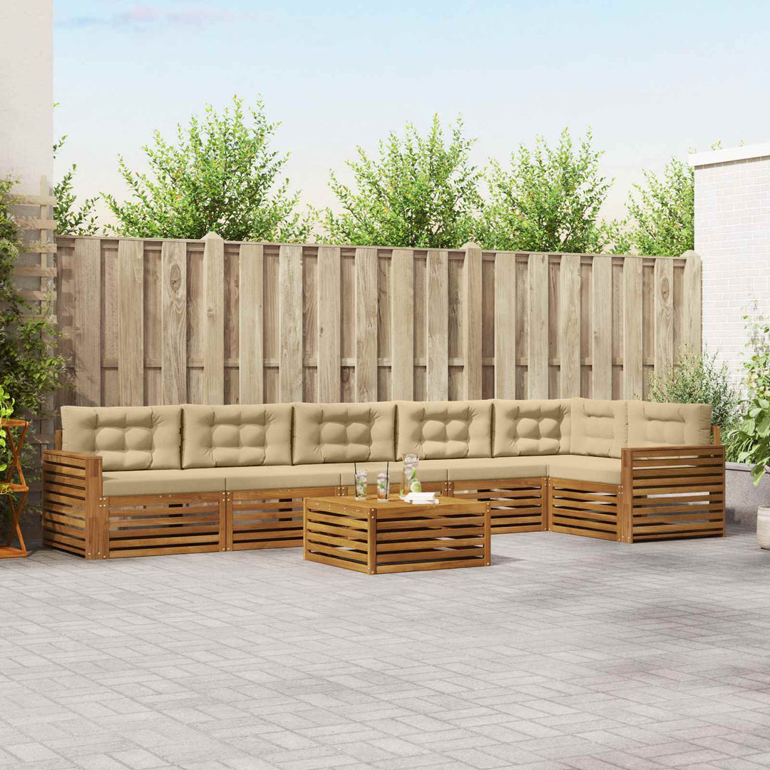 Udendørs sofagruppe med pude 7 pcs Naturlig og Beige