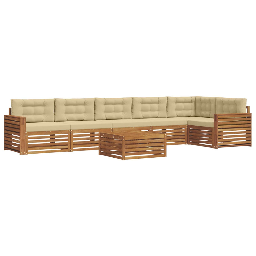 Udendørs sofagruppe med pude 7 pcs Naturlig og Beige