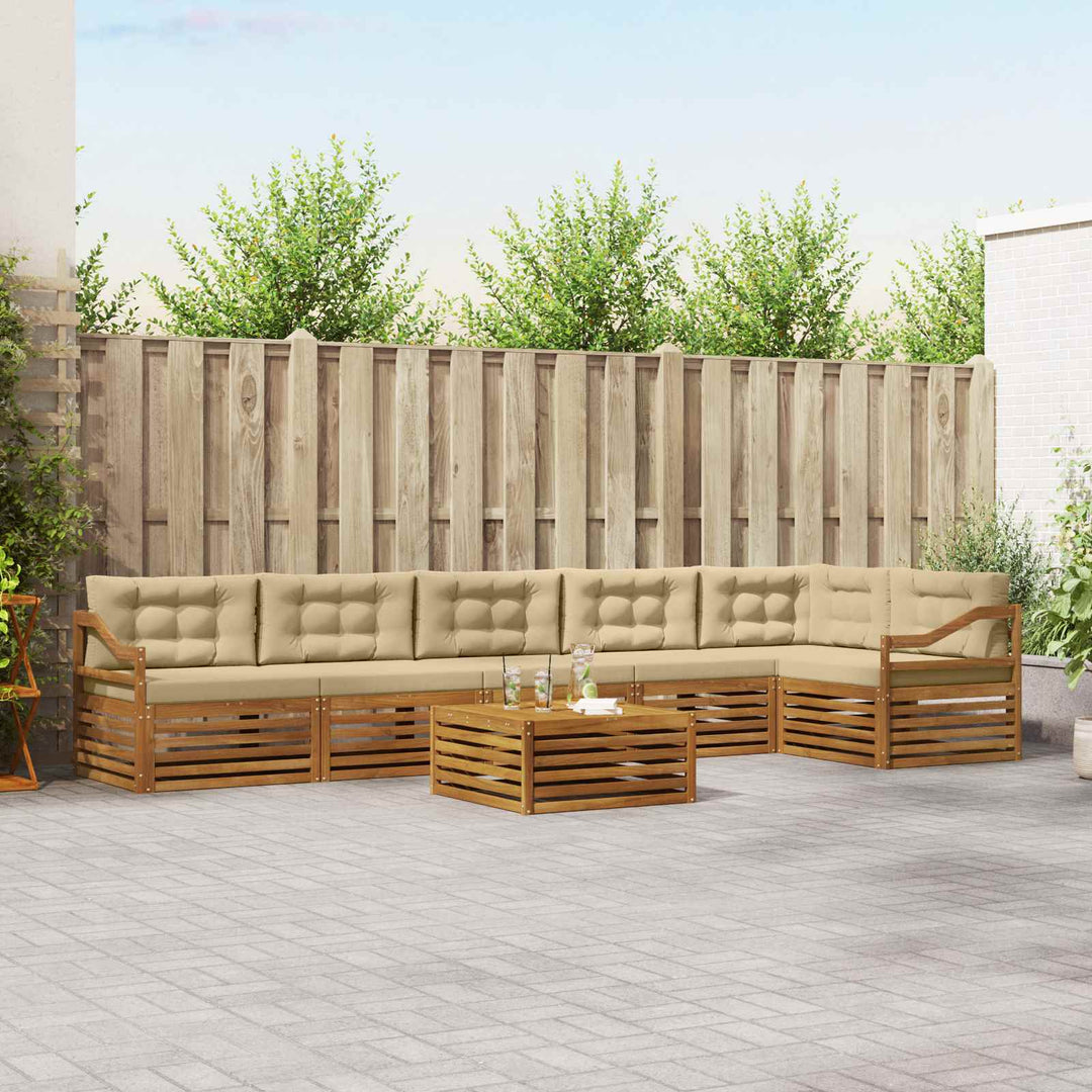 Udendørs sofagruppe med pude 7 pcs Naturlig og Beige