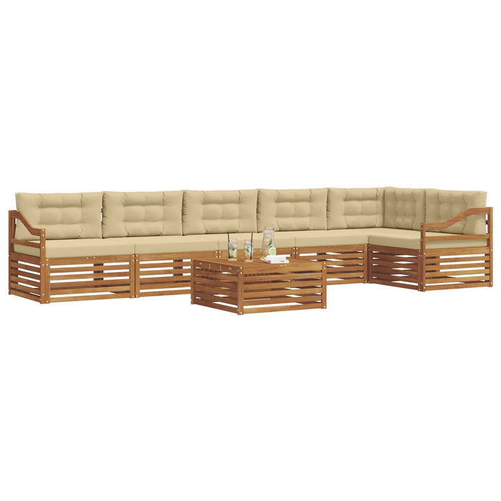 Udendørs sofagruppe med pude 7 pcs Naturlig og Beige