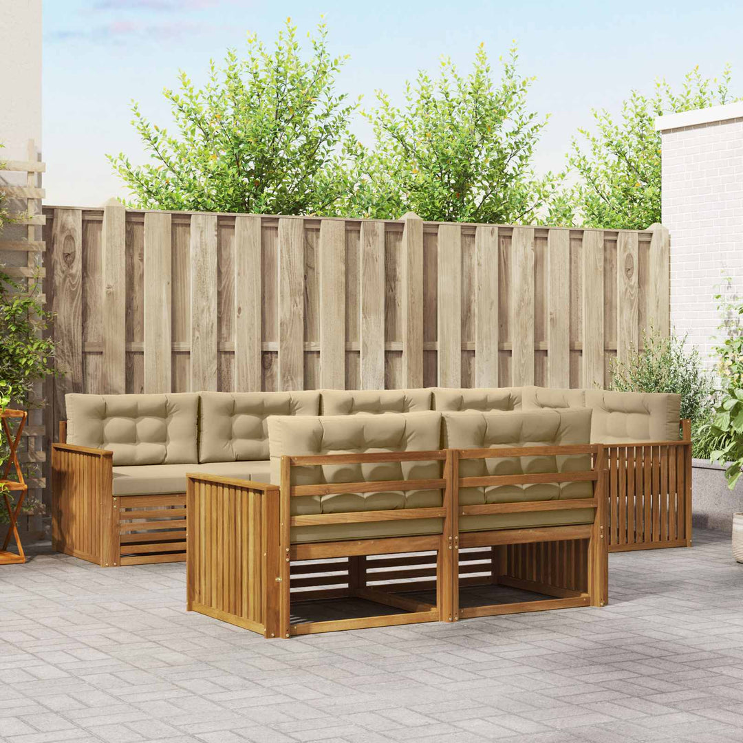 Udendørs sofagruppe med pude 7 pcs Naturlig og Beige
