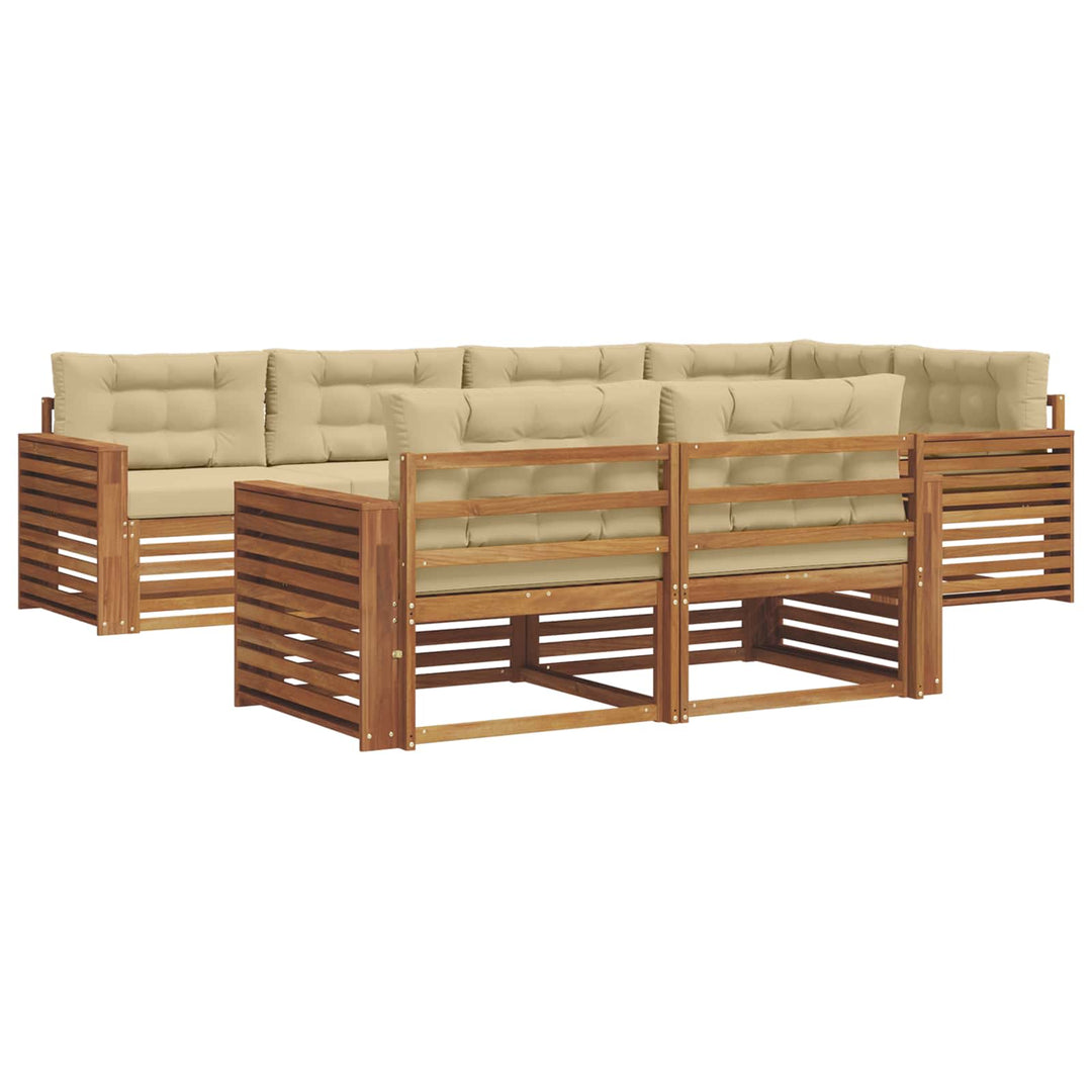 Udendørs sofagruppe med pude 7 pcs Naturlig og Beige