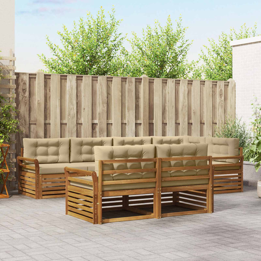 Udendørs sofagruppe med pude 7 pcs Naturlig og Beige