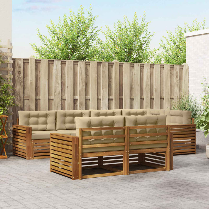 Udendørs sofagruppe med pude 7 pcs Naturlig og Beige