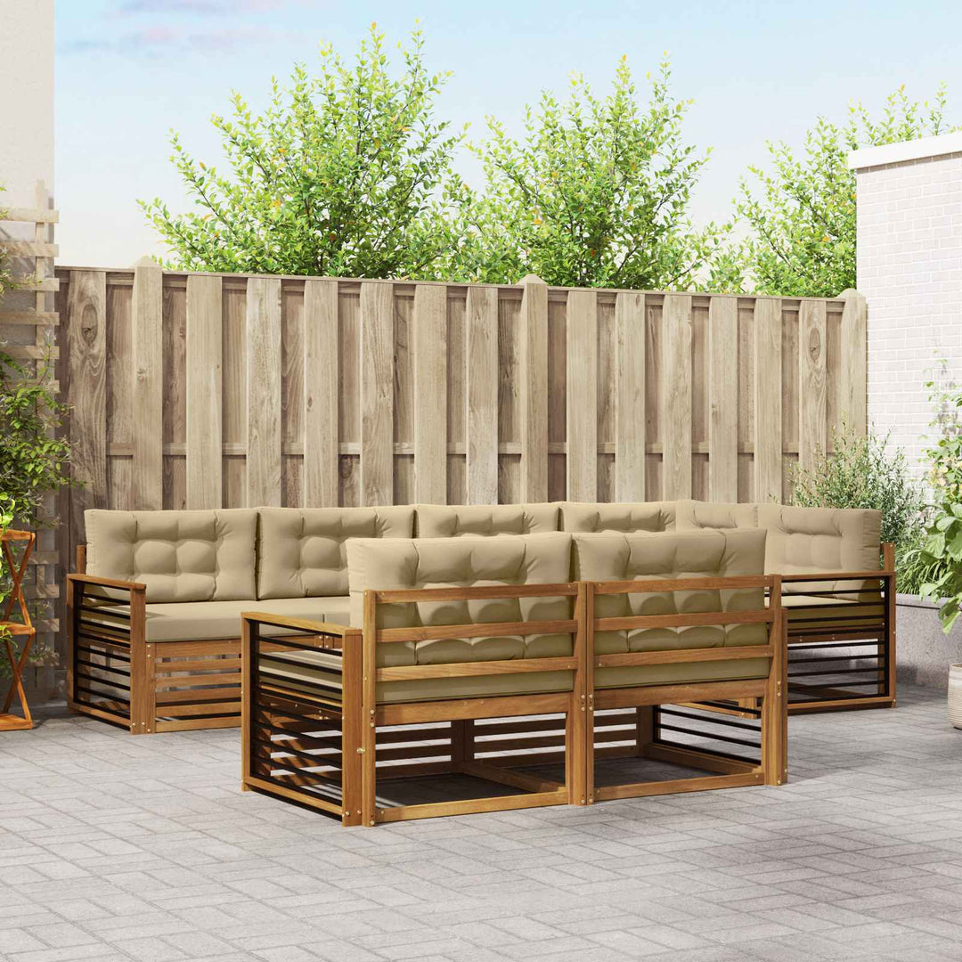 Udendørs sofagruppe med pude 7 pcs Naturlig og Beige