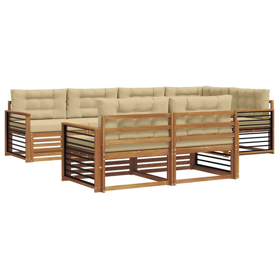 Udendørs sofagruppe med pude 7 pcs Naturlig og Beige