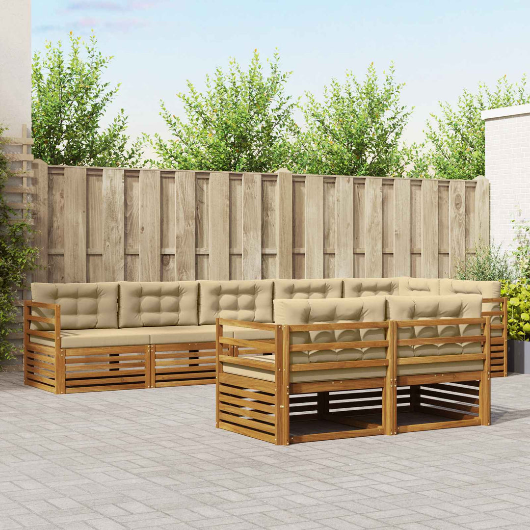 Udendørs sofagruppe med pude 8 pcs Naturlig og Beige