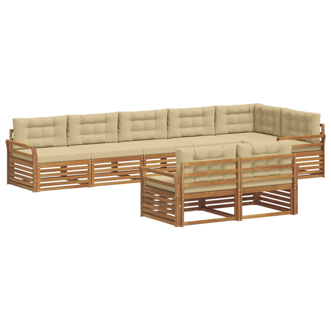 Udendørs sofagruppe med pude 8 pcs Naturlig og Beige